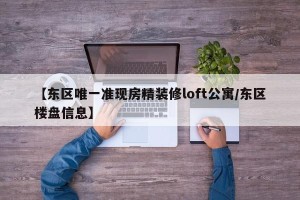 【东区唯一准现房精装修loft公寓/东区楼盘信息】