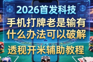 2026首发科技“手机打牌老是输有什么办法可以破解”透视开挂辅助教程