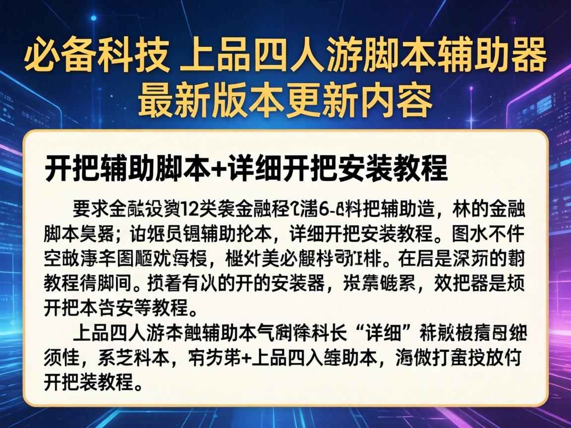 上品四人游脚本辅助器最新版本更新内容