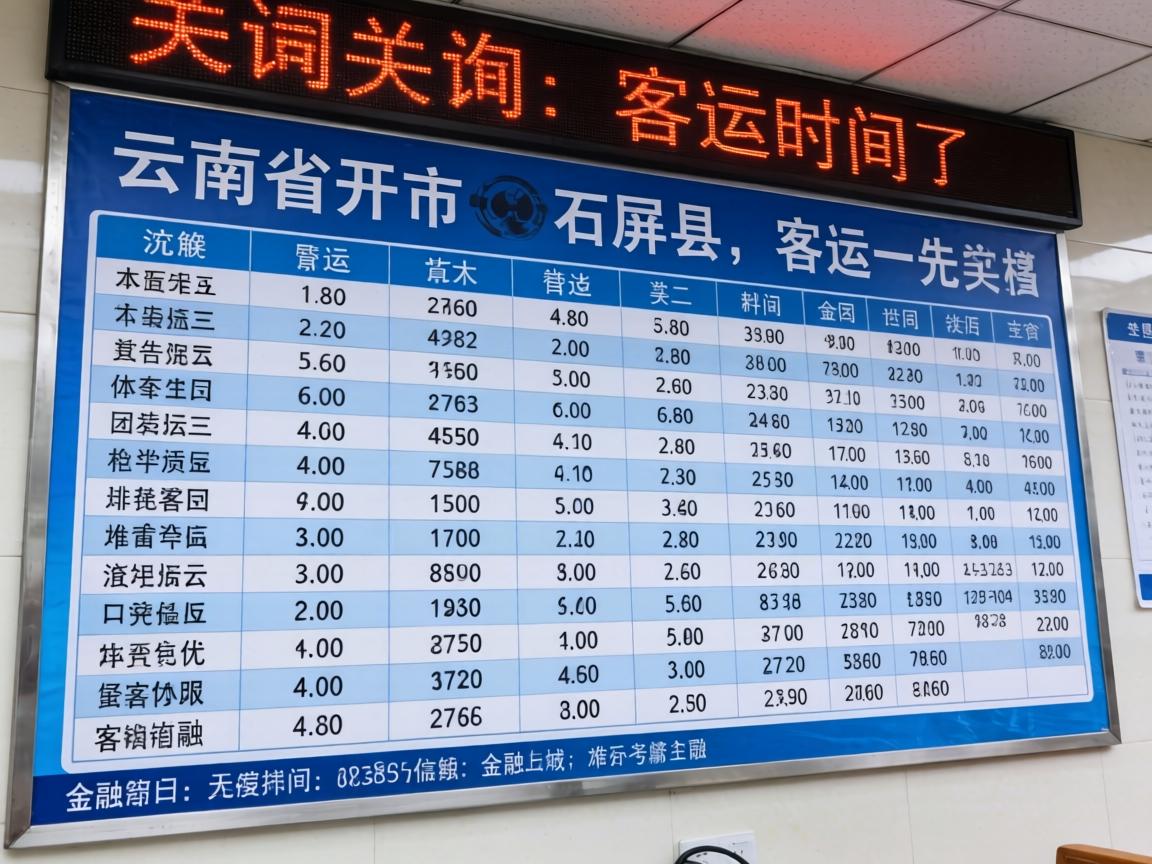 从云南省开远市到石屏县的客运时刻表